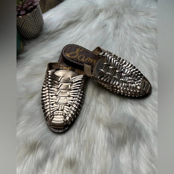 Sam Edelman Keelyn Leather Mules Blush Gold - Picture 5 of 5